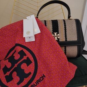Tory Burch Black and Beige Shoulder Bag